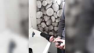 Farm hunk on break pounds fleshlight on bathroom sink till cum