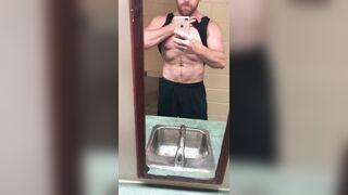 Early Morning Pee Desperation While Camping - Risky Public Pissing & Cumming In A Public Washroom