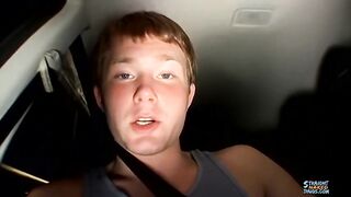 Straight thus Billy tugs his cock while riding in his car