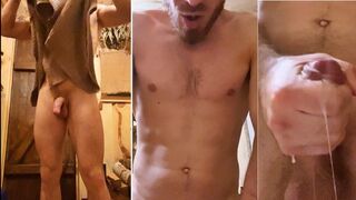 Bulky father in the sauna pummels you to ejaculation