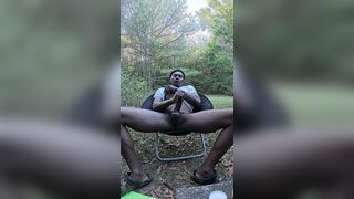 Homosexual athlete jerking outside