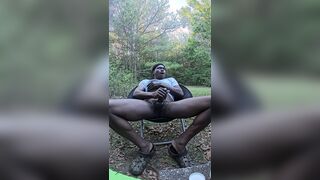 Homosexual athlete jerking outside