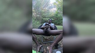 Homosexual athlete jerking outside
