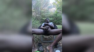 Homosexual athlete jerking outside