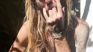 urinate on self, wank large meatpipe, finger butt, filthy chat and takes a douche