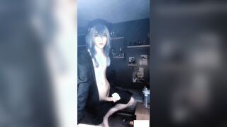 Homo Femboy have fun with his abdomen & beefstick