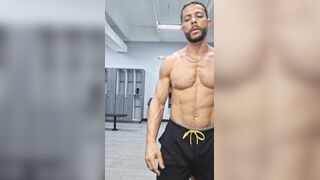 Pecs ripple in the locker bedroom after a good exercise ten.nineteen.25