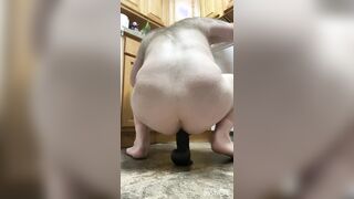 Shaved ambidextrous parent teddy attempts out his fresh BIG BLACK COCK fake penis