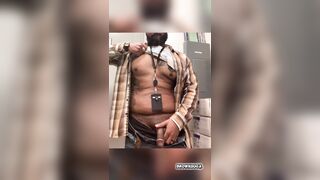 Daddy body at work Big black cock manmeat showcase