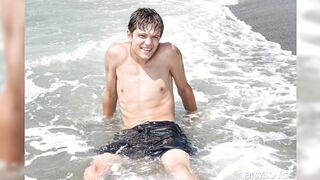 2 naked teenager men have fun on the beach