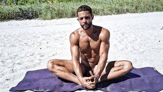 Torrid Latin Jock  Bare Beach Yoga  Butterfly Open up