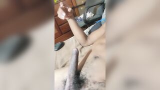 Watta Groan Pre Jizz Tugging Monster Dark-hued Man rod