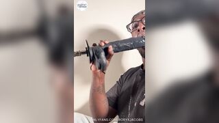 School Egghead Gargles on BIG BLACK COCK Ebony Fuck stick