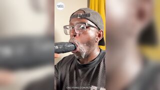 School Egghead Gargles on BIG BLACK COCK Ebony Fuck stick