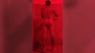 Sizzling Latino Thug Bathing In Public Crimson Guest room Bathroom