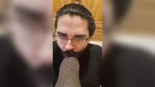 Throating BIG BLACK COCK - broad opened facehole for a gigantic blowage