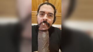 Throating BIG BLACK COCK - broad opened facehole for a gigantic blowage