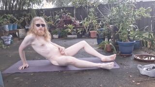 Naturist opening up with his morning schlong to begin the day