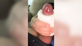 6inch uncircumcised chisel blows a load in plaything