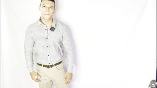 Businessman extracts his finest instinct: flexing molten muscles