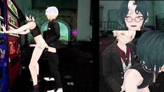 Lovemaking inbetween a host and a client outside the bar VR / English subtitles