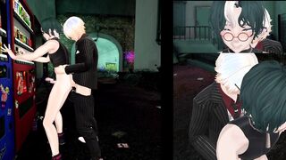 Lovemaking inbetween a host and a client outside the bar VR / English subtitles