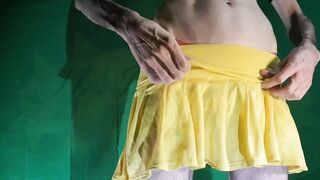 Yellow Mini-skirt and Yellow Underpants Attempt On