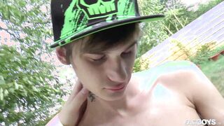 Teenage Immense Lollipop Hand-job from stranger