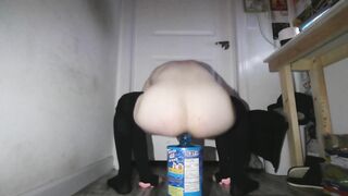 Femboy Kitten juggles and fuck stick till he drops all over the floor :three