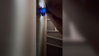 Railing fresh fake penis in the car