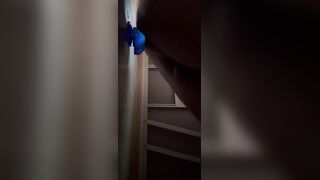 Railing fresh fake penis in the car