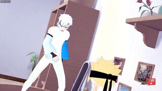 Boruto Yaoi - Boruto is poked by Inojing while Mitsuki is jacking off witnessing them