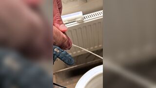 Office routine - pissing, milking off