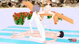 Haikyuu Yaoi - Sugawara gets plowed by Kageyama while Hinata frigs himself eyeing them