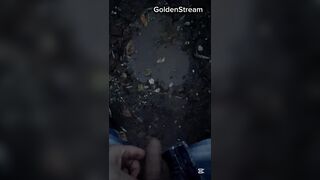 ER urinating in the splash and showcasing his boner in public near trucks