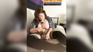 Femboy smokes with hip highs on, NEARLY CAUGHT! Bong inbetween globes!!!!