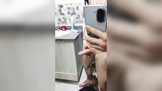 Massaging myself before a douche