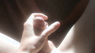 POINT OF VIEW fellow masturbating wood on the floor and showcasing his brown-eye