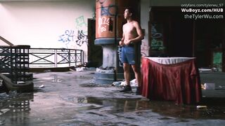 Drinking super-fucking-hot Japanese jock piss, Tyler Wu cruising in an deprived palace
