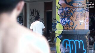 Drinking super-fucking-hot Japanese jock piss, Tyler Wu cruising in an deprived palace