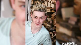 Adorable light-haired czech man does striptease