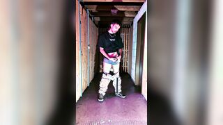 Man Jack Off and Pee in his Dungeon space