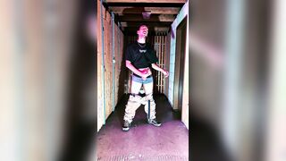 Man Jack Off and Pee in his Dungeon space