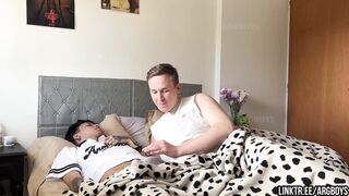 Dont Make a Noise so your Step-Stepbro wont Notice! - 3 way with Giant Spunk-pump Tattoed Latino Youngster