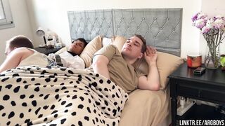 Dont Make a Noise so your Step-Stepbro wont Notice! - 3 way with Giant Spunk-pump Tattoed Latino Youngster