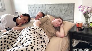 Dont Make a Noise so your Step-Stepbro wont Notice! - 3 way with Giant Spunk-pump Tattoed Latino Youngster