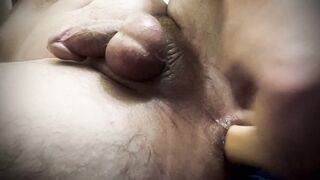 Dick ring while fake penis poking myself