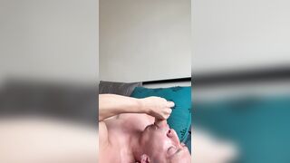 Mexican guy toying with fuck stick, fellating it and jizzing