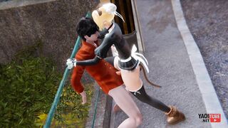 Yaoi - Fabulous Cat Maid Femboy is plumbed in public
