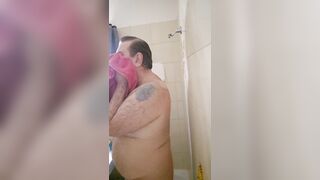 Unshaved Mature Obese Otter takes a bathroom